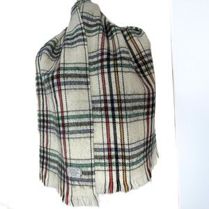Berkshire White Black Red Plaid Cashmere Feel Scarf